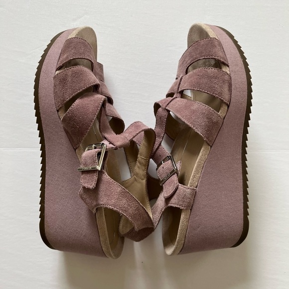 Vionic Hoola Tawny Mauve Suede T strap Wedge Sandal Size 11 - Picture 5 of 9